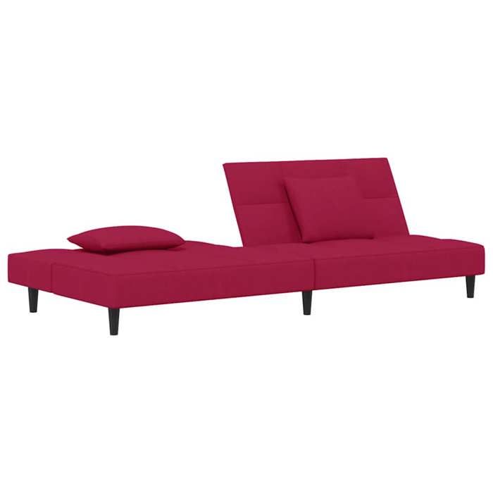 Canapé-lit convertible 2 places - SOLOMOON - Rouge bordeaux - Velours doux - 200x845x69 cm (canapé)