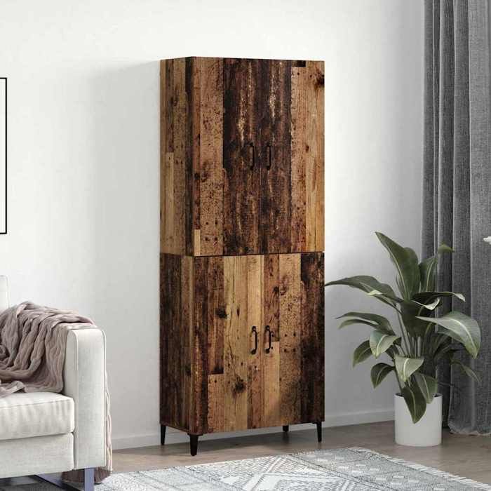 NEW 2026 Haut Armoire lot de 2 moderne BUFFET HAUT Bois ancien Bois dingénierie 69.5x34x180 cm L1610
