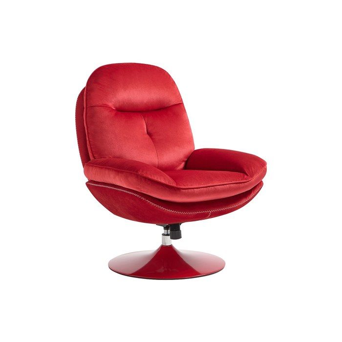 Fauteuil pivotant en velours rouge ILMACA