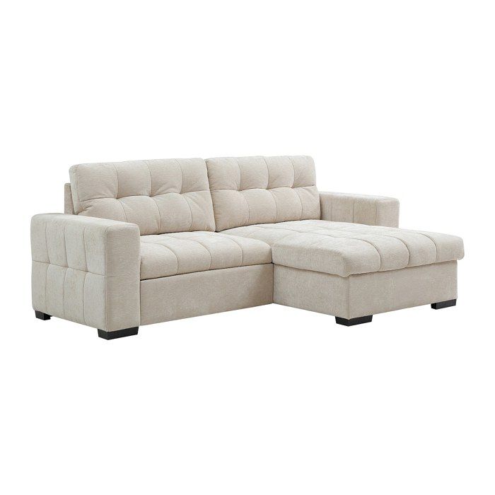 Canapé dangle convertible et réversible en tissu texturé beige BRISAMA