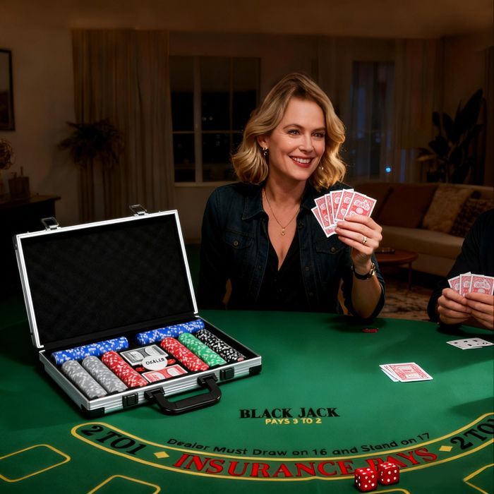 SPORTNOW Mallette Poker 400 Jetons – ABS – Tapis, Dés, Cartes, Dealer – Jusqu’à 10 Joueurs – Texas Hold’em Blackjack – Soirée Casino