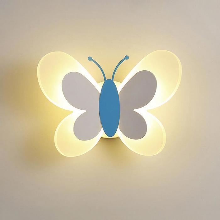 Diday Applique Murale Moderne intérieur LED Lampe Murale Creatif Abat-jour en Aggreko Design Papillon Bleu Blanc Chaud