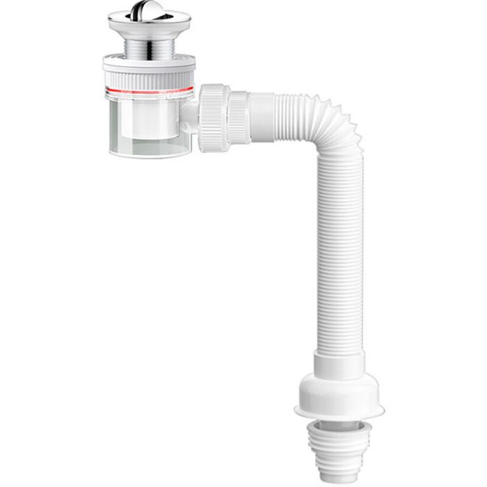 Siphon Lavabo avec Bouchon Clic-ClacTrop-PleinOuverture De NettoyageAnti-OdeursTuyau De Vidange FlexibleKit De Siphon De