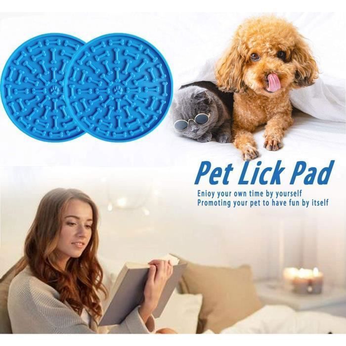 Bleu Tapis de lèche pour Chien Tapis à Lécher Tapis à Lécher en Silicone Tapis de Bain pour Chien Coussin à BAIGNOIRE DE TOILETTAGE