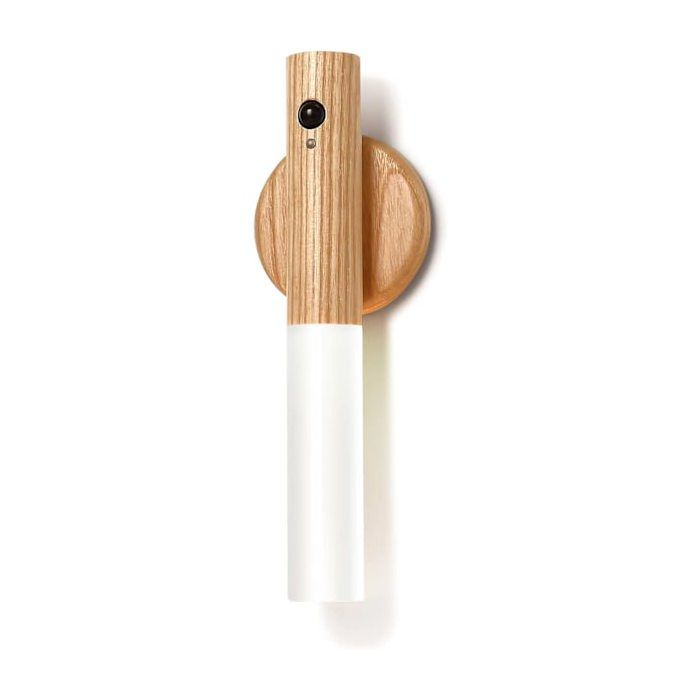 Lampe nuit magnétique sans fil – Détecteur mouvement – Rechargeable murale – Bois frêne blanc – Chambre/couloir/escalier – 1 pièce