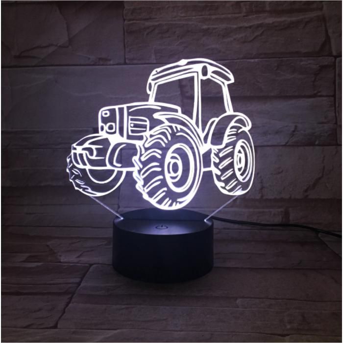 Tracteur 3d led - Aueq - lumière de nuit 7 couleurs tactile bébé sommeil éclairage lampe de table de voiture salon lampe enfants c