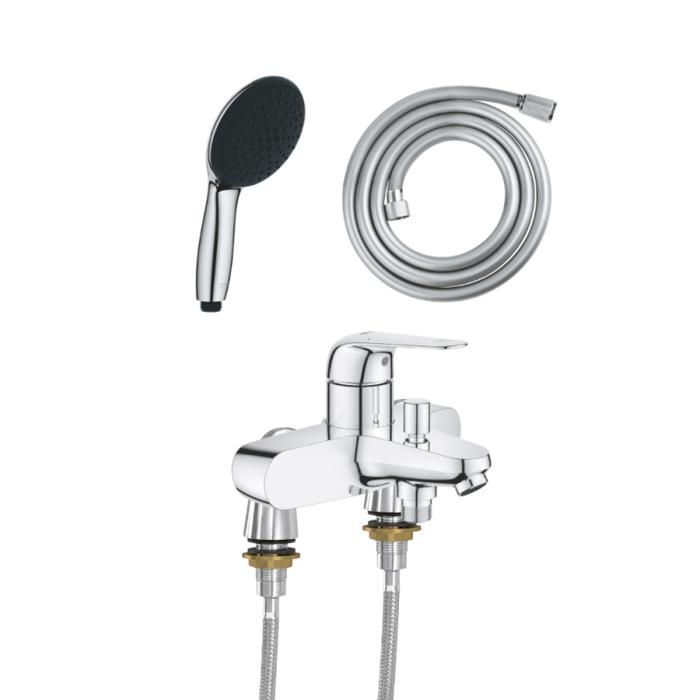 Grohe Mitigeur baignoire mécanique Swift avec colonnettes Idro'Flex + Douchette 2 jets Start + Flexible