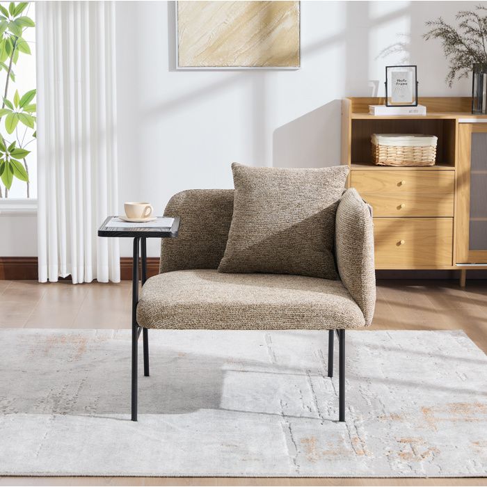 Fauteuil 86 x 72 x 71 cm kaki – table dappoint intégrée à monter soi-même