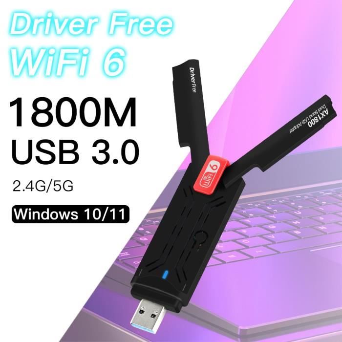 Wifi6 1800m a - adaptateur USB wi fi 6 sans fil, 5Ghz, 1800Mbps, carte Wifi6 1800m a - adaptateur USB wi fi 6 sans fil, 5Ghz, 1800Mbps, carte