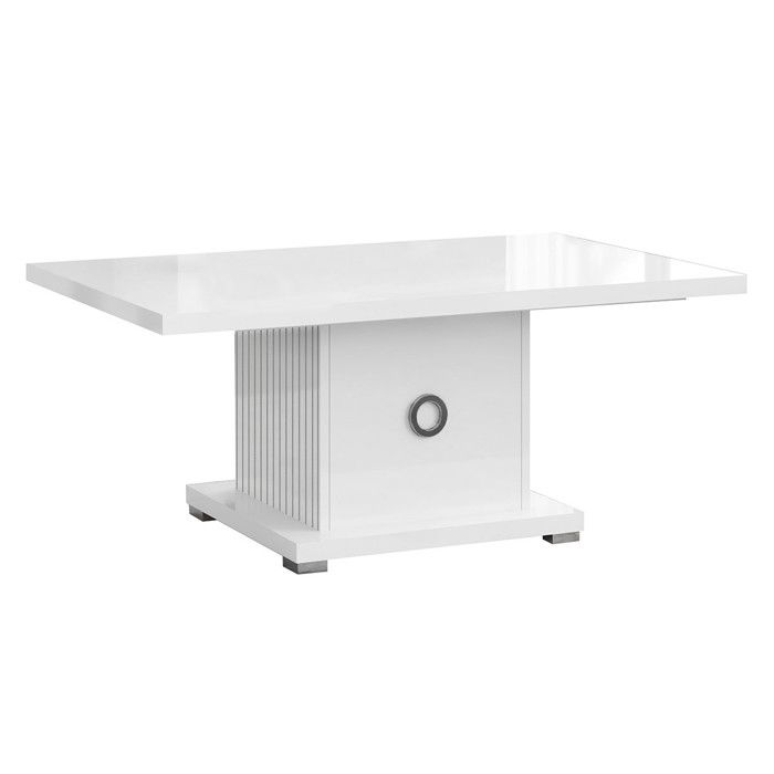 MARIKA - Table Basse Laquée Blanche avec Pied Central MARIKA - Table Basse Laquée Blanche avec Pied Central
