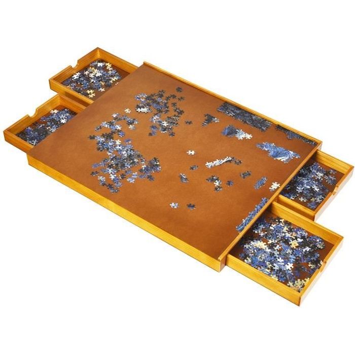 Support de plateau de puzzle Jumbl, Table de puzzle en bois de 23 po x 31  po avec 4 tiroirs de rangement et de tri
