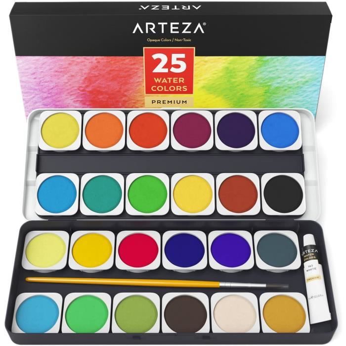 ARTEZA Coffret peinture acrylique, 24 tubes de couleurs (22ml