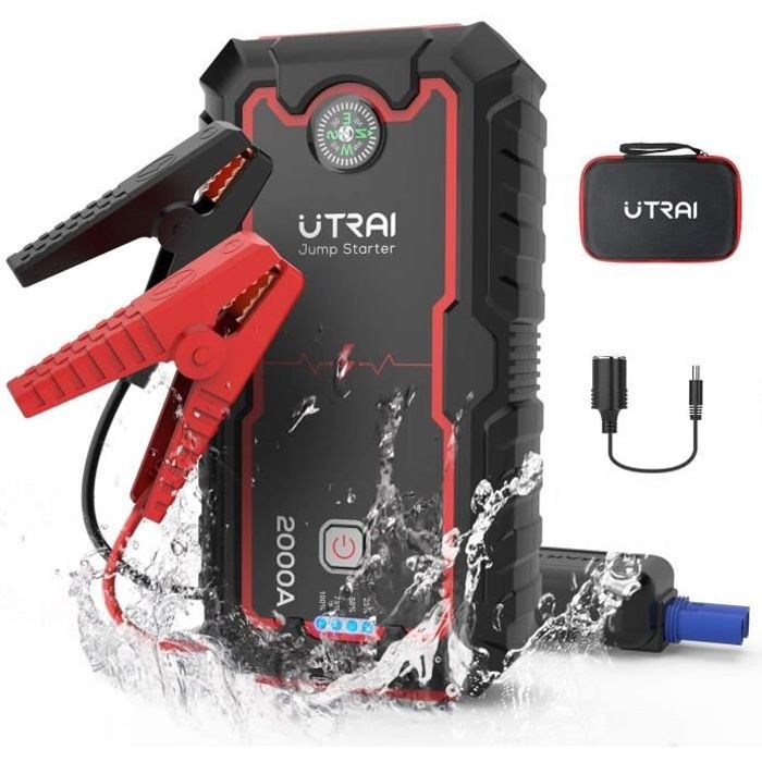 UTRAI Booster Batterie, Jstar1 2000A 22000mAh Portable Jump Starter, Démarrage de Voiture 12V(Jusqu’à 8.0 L Essence 6.5L Diesel)