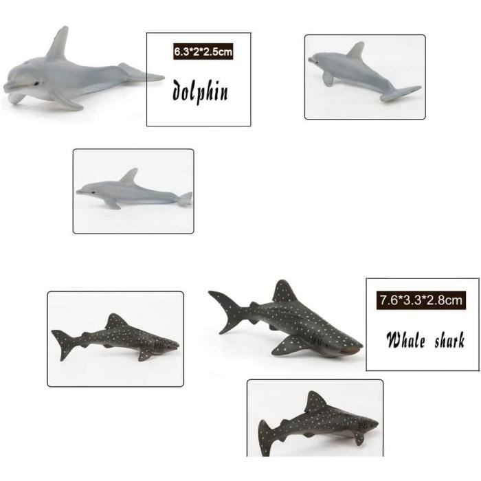 12 Pièces Marins Animaux Enfant Jouets Bain Petit Jeux Aquatique Figurine  Requin Poisson Plastique Jeu 2 Ans Jou