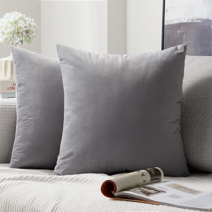 Lot de 4 Housses de coussin carré 45x45 cm en coton géométrique décoration  de maison salon canapé lit voiture chaise, blanc et gris - Cdiscount Maison