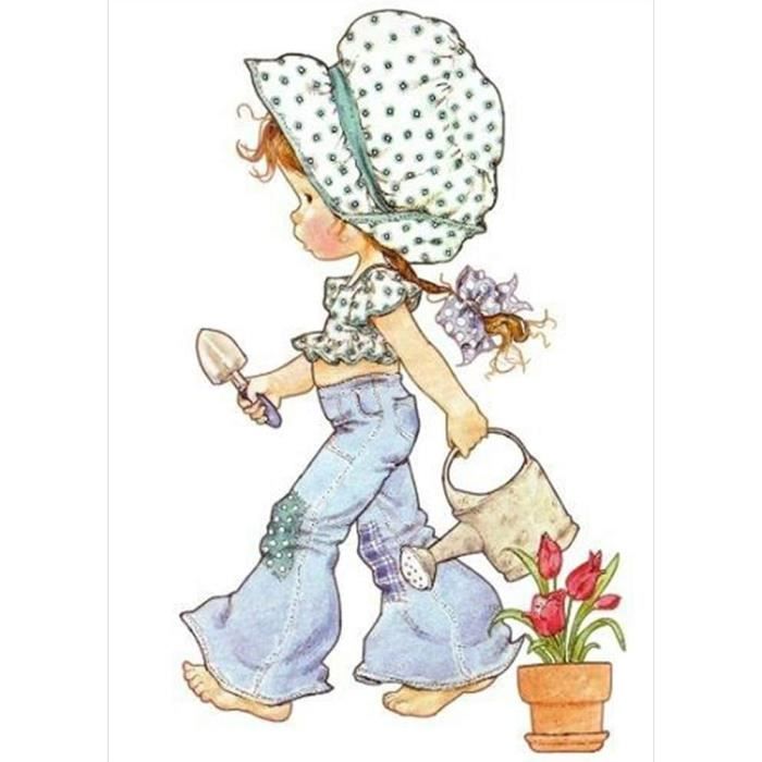 5D Fille Peinture Diamant Painting Kit, DIY Fleurs Art Du