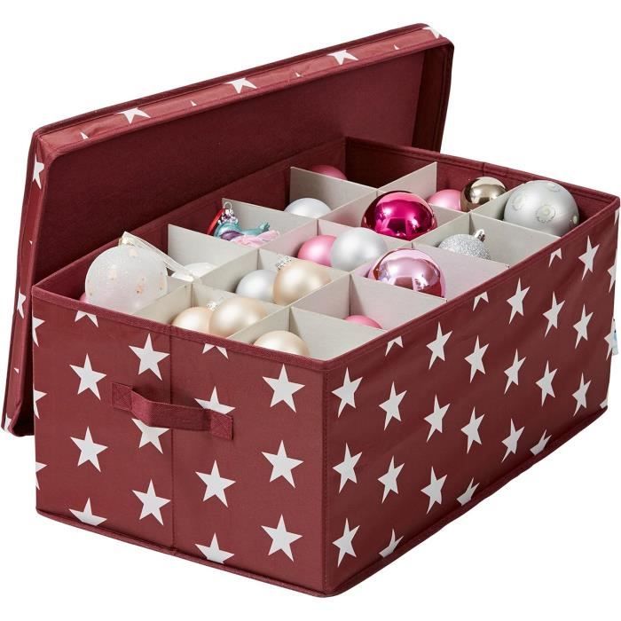 Love It Store It Boîte De Rangement Pour Boules De Noël – Emballage Pour  Boules De Noël – 30 Compartiments – Rouge Avec Étoil[u2994]