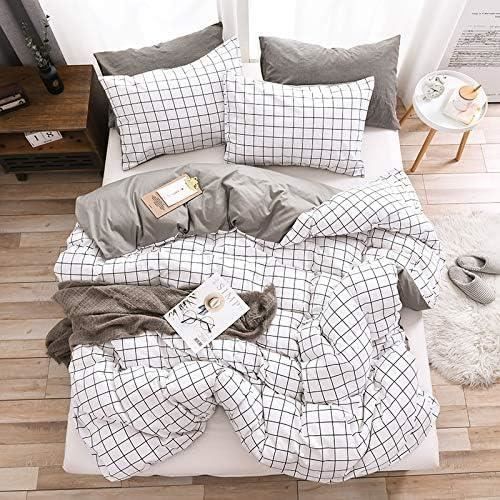 Tospass Housse De Couette Flanelle 240x260 2 Personnes Adulte Hiver Fausse Fourrure Polaire Chaude Gris Carreaux Parure De Lit Réversible Velours Avec Fermeture Éclair Avec 2 Taies D'oreiller 65x65cm