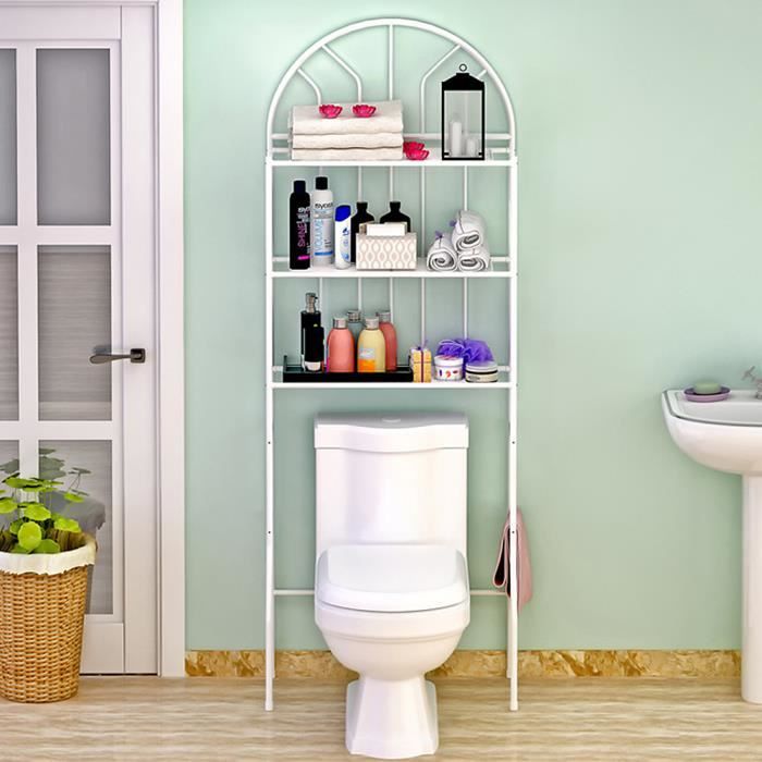 Etagère de Salle de Bain - Meuble de Rangement - Blanc - 3 Niveaux - Charge max 30 kg