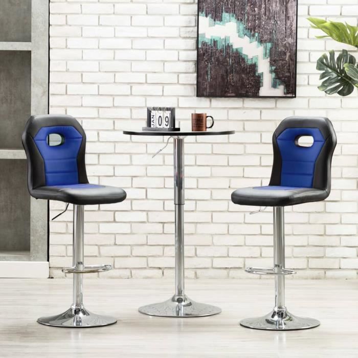 chaise de bar style contemporain - tabourets de bar fauteuil de bar bleu similicuir élégant ♫82214