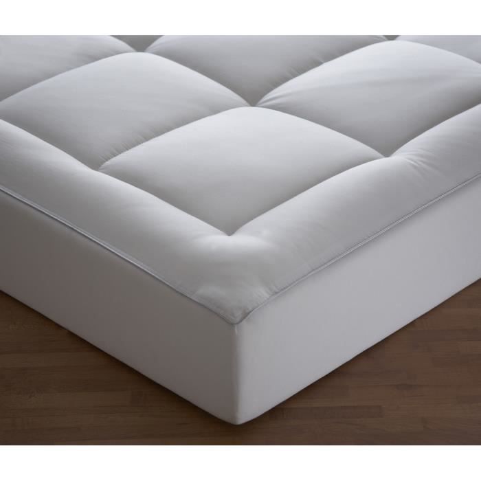  Surmatelas - MORTREUX - 90 x 190 cm - Microfibre - 200g/m&sup2; - Mi-ferme - Toutes saisons 