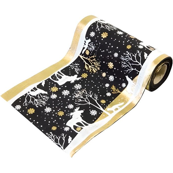 Sur Chemin De Table Noel En Foret Noir Et Dore 15 Cm X 4 M Achat