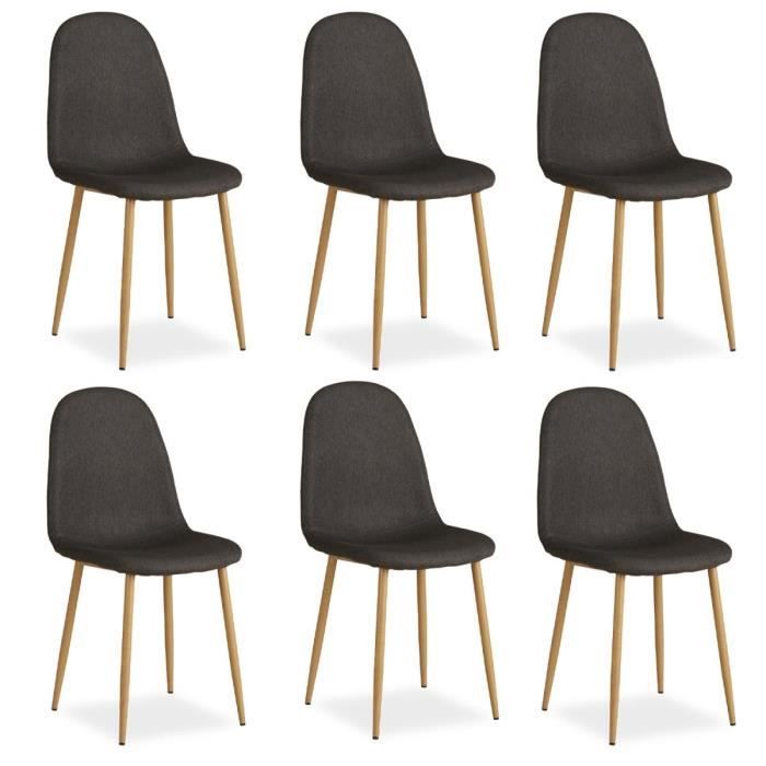 chaise salle à manger lot de 6 - anthracite - homestyle4u - scandinave - moderne - métal - tissu