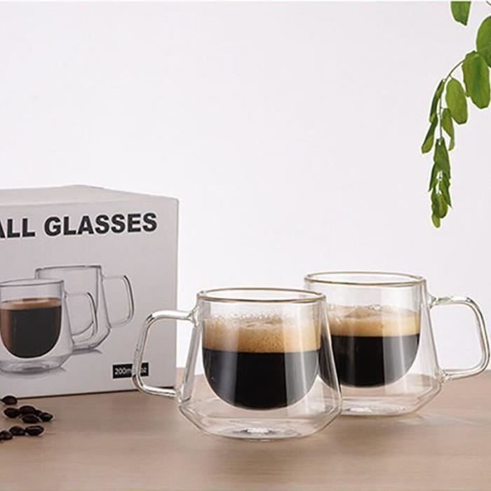 Tasse à Café En Verre Double Paroi Design Chat Adorable 200ml - Dokeno, Cadeau Parfait Pour Anniversaire, Saint-Valentin Ou Bureau