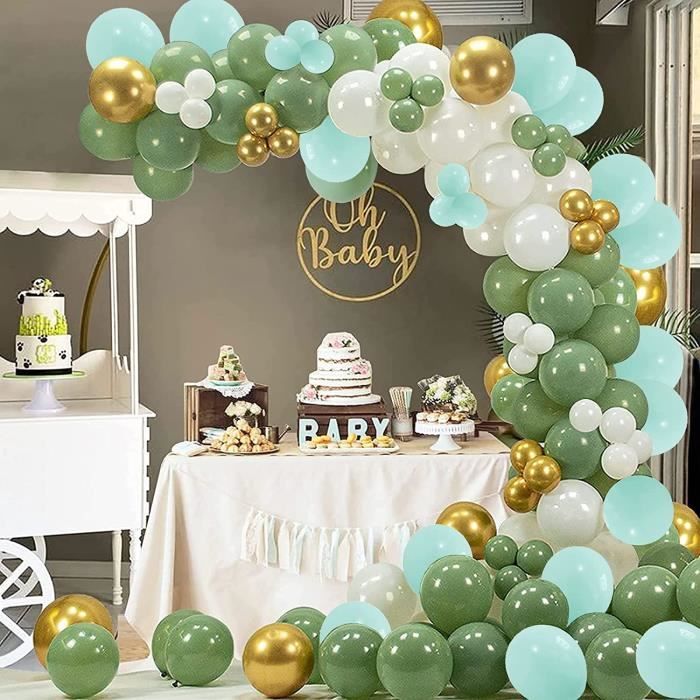 Acheter Guirlande de Ballons en arc, 156 pièces, vert, blanc, or, Kit de  décoration pour fête de 1er anniversaire de garçon, Ballons de baptême,  décor pour mariage
