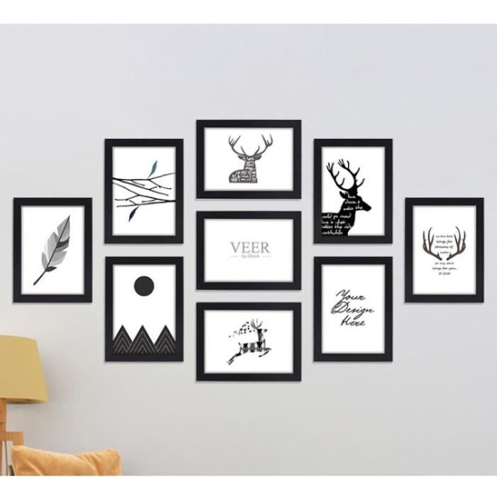 Lot de 9 Cadre Photo Mural 7" sans poinçonnage combinaison créative ...