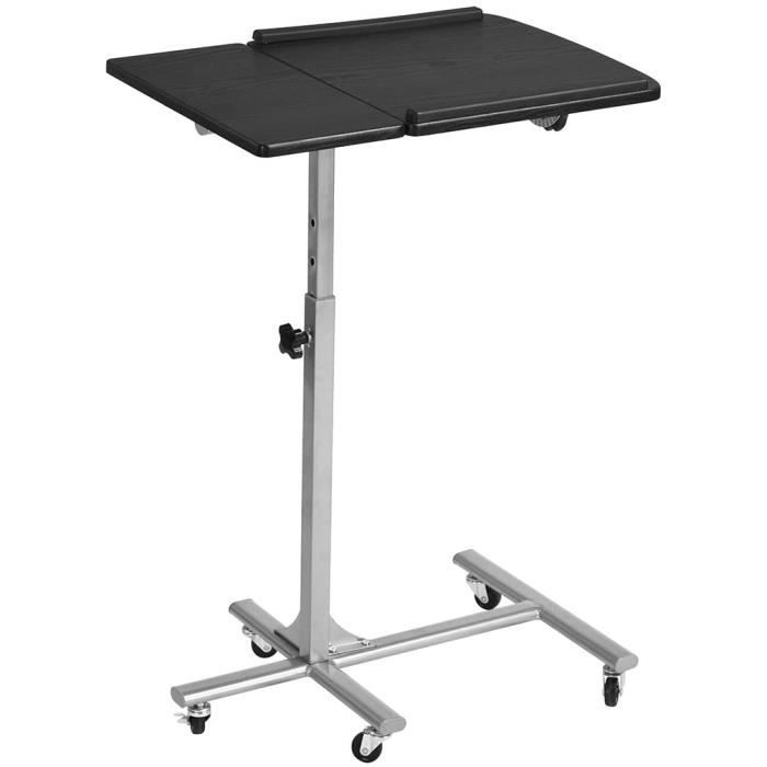 Homy Casa - Table Pliante à Hauteur Réglable Avec Plateau Inclinable Et Porte Gobelet Noire