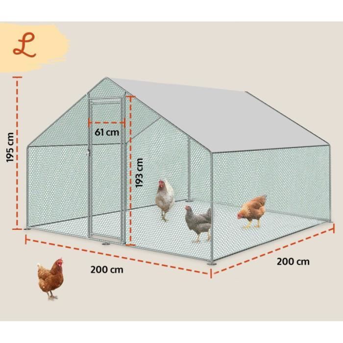 Meilleurs prix pour Enclos poulailler - Non spécifié - 4m2 - Métal - Toit imperméable - Pour 4 poules