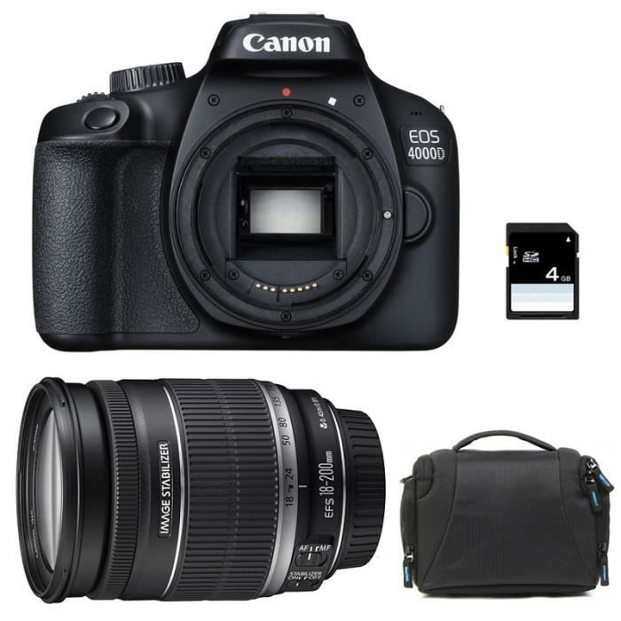 CANON EOS 4000D + EF-S 18-200 mm f/3.5-5.6 IS GARANTI 3 ans + Sac + Carte SD 4Go