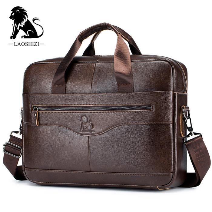 Sacoche Messager En Cuir Véritable Vintage - Pour Ordinateur Portable Jusqu'à 15" - Fabriqué En Inde