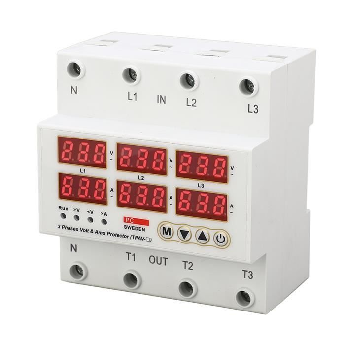 Multitesteur Voltmètre Ampèremètre Triphasé Sur Rail DIN - Protection Surtension 40A AC 390-500V