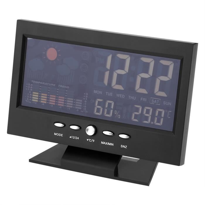 Horloge Digitale Tactile Avec Température, Humidité Et Prévisions Météo - Idéale Salle De Bain, Douche Et Cuisine