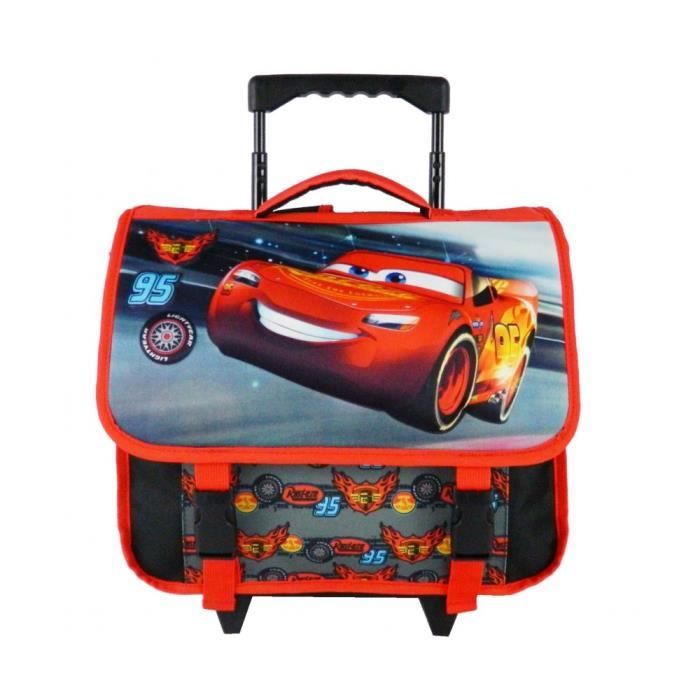 CARTABLE A ROULETTES 38CM NOIR ET ROUGE CARS DISNEY MACQUEEN