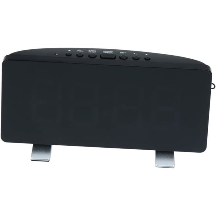 Réveil Radio DAB/FM Rétro LED Grand Écran – Double Alarme, Snooze, Charge USB, Design Vintage Noir 13x6,5 Cm