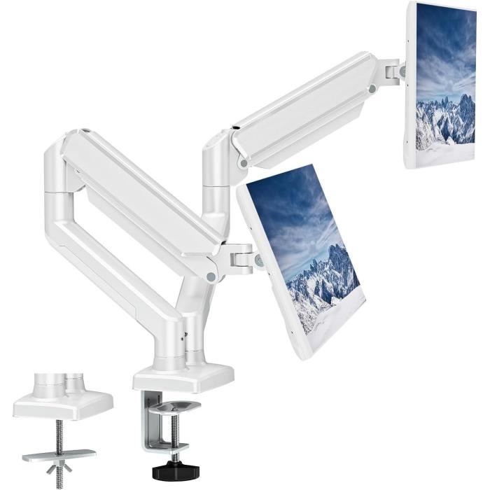 Support écran PC – FANTEC – Double Moniteur – 13 à 32 – Vesa 75/100 mm – Blanc