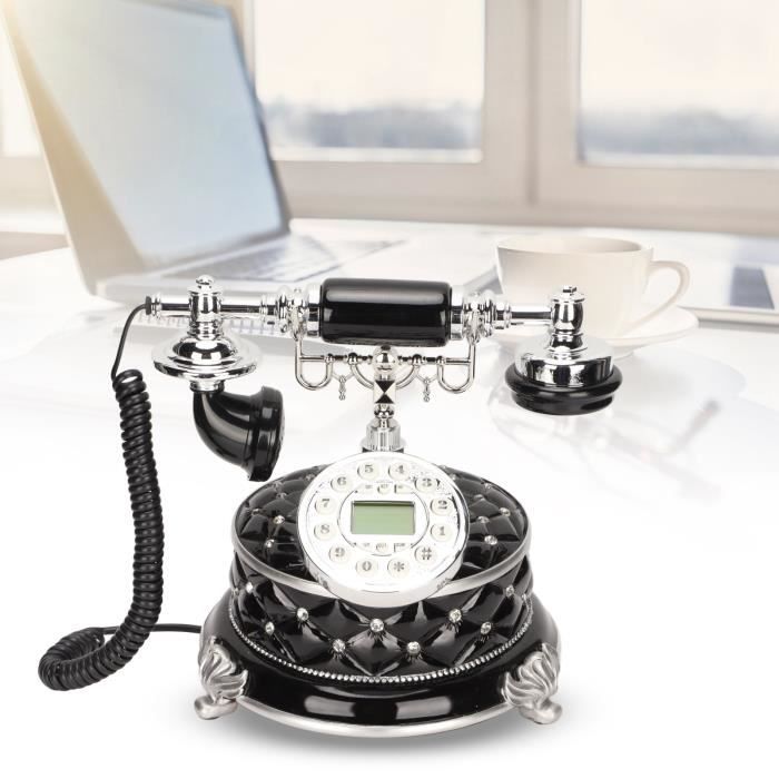 Téléphone Fixe Vintage Noir – Style Rétro, Multifonction – Décoration Maison Ou Utilisation - 4