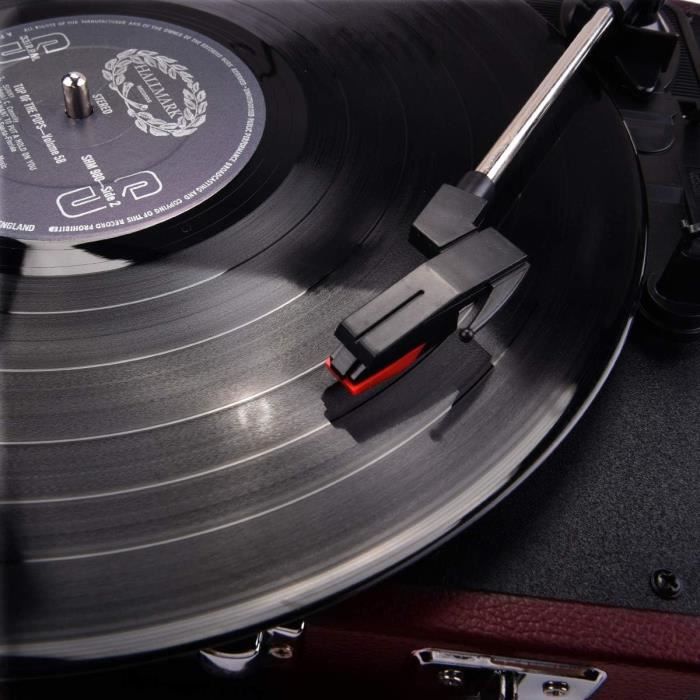 Platine Vinyle Portable - VOKSUN - Rouge - Bluetooth 5.0 - 3 Vitesses ...