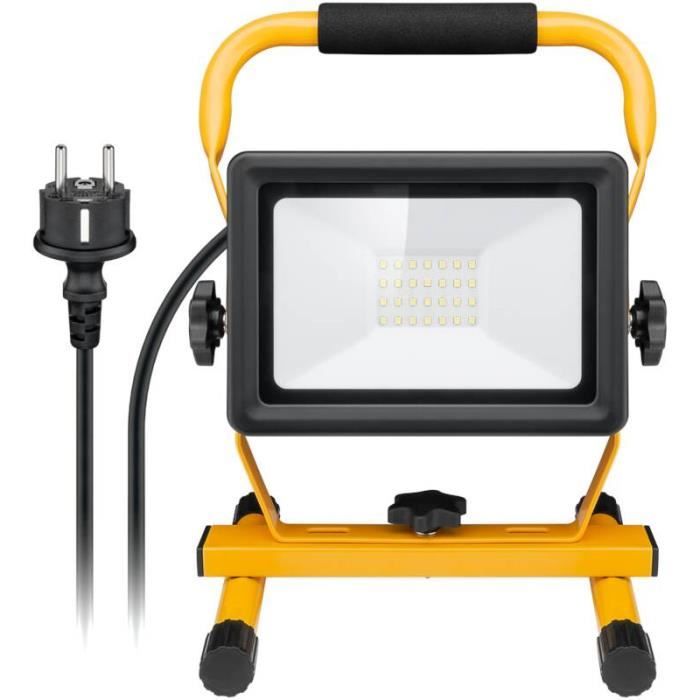 Projecteur de chantier LED - GOOBAY - Avec pied - 50W - Jaune et noir