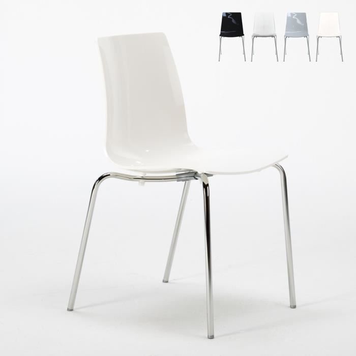 chaise de cuisine empilables avec pieds en acier empilables lollipop grand soleil, couleur: blanc