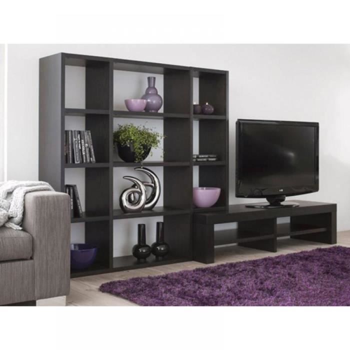 BOMBAY biliotheque meuble tv télé design bois ch - Achat ...