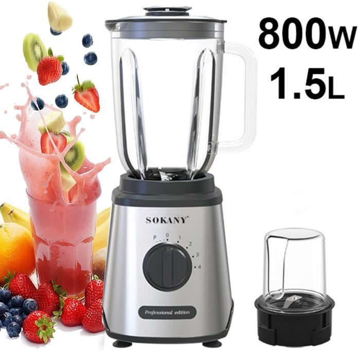 Blender BEHOME 400W - Bol Verre 1,5L Lames Inox Pour Smoothies