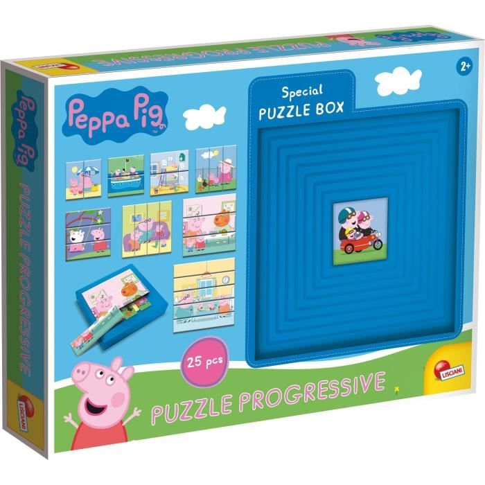8 puzzles progressifs - peppa pig - avec boite auto-coorective - lisciani