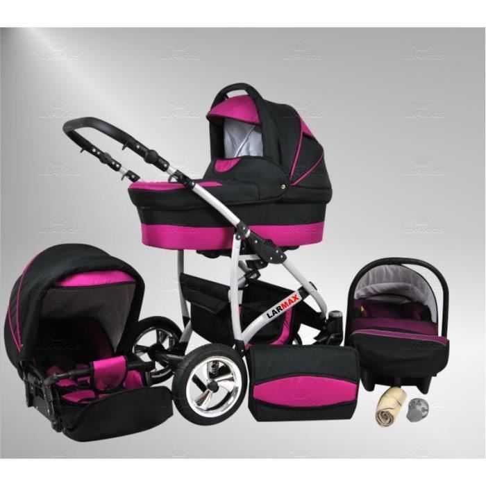 Poussette trio rose et noir best sale