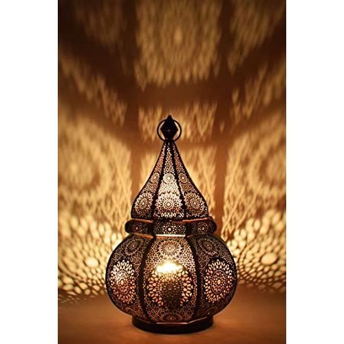 Lampe De Table De Chevet Marocaine Malhan 38cm Noir E27 Abat