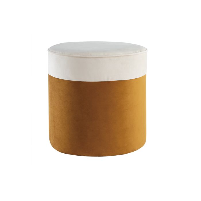 miliboo - pouf design bicolore en velours blanc crème et jaune cumin d40 cm daisy
