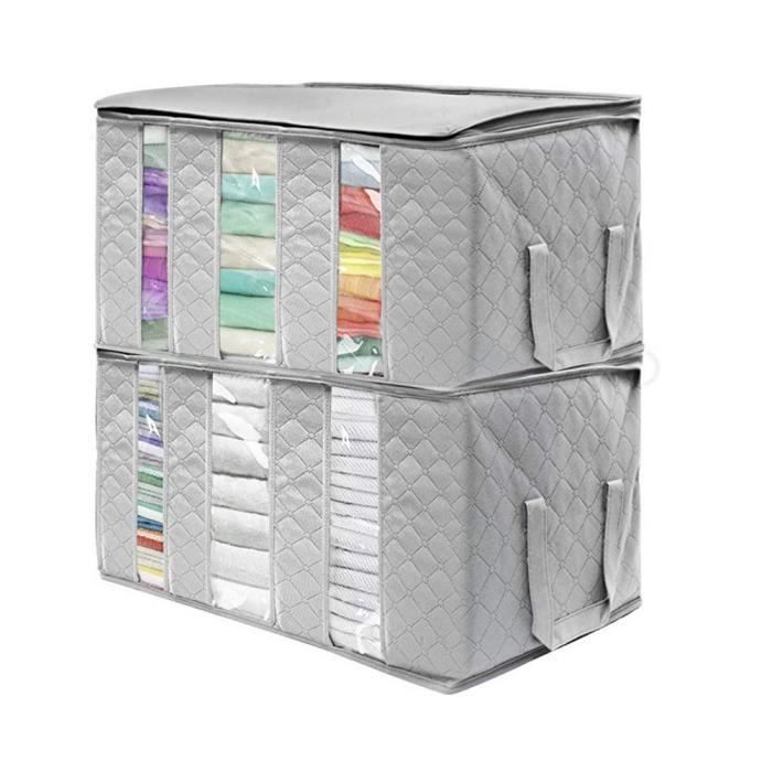 Boîtes Rangement Sous Lit - Lot De 4 Bacs Pliables 60x45x15 Cm Gris